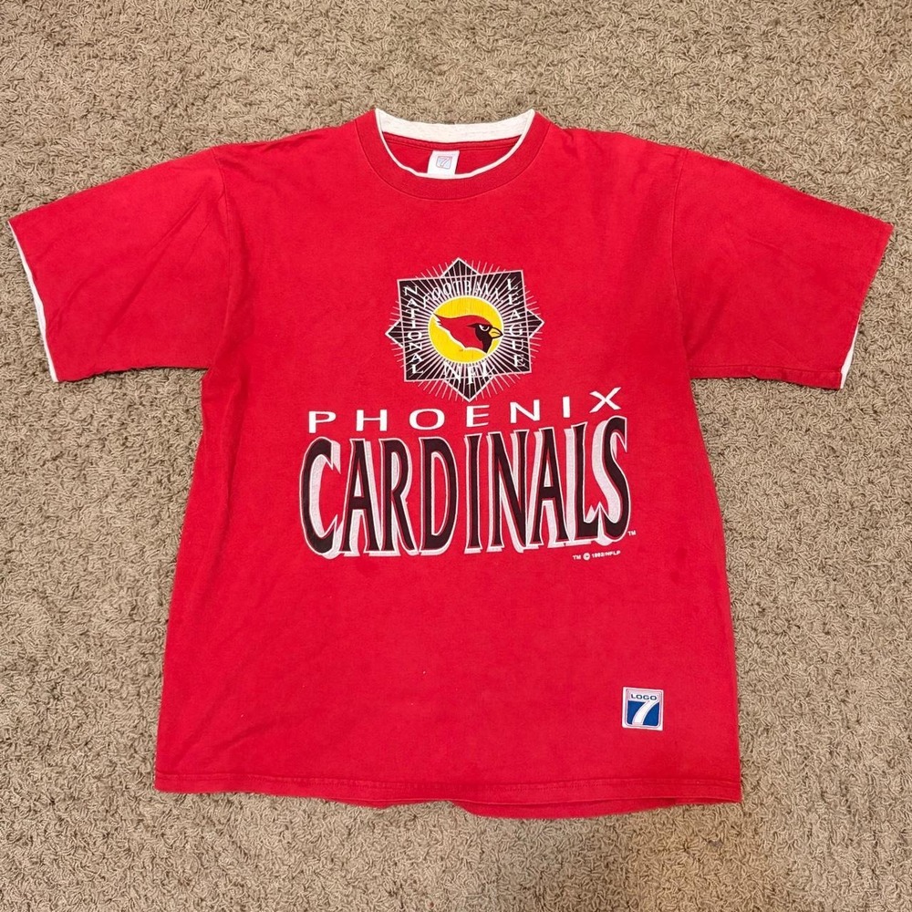 Vintage 90s Phoenix Arizona Cardinals Logo 7 Graphic Tee Shirt Mens XL Red NFL